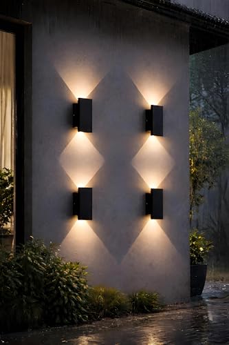 Image of FILLISKA LED Indoor UP Down Wall Light, Warm White Colour with Shockproof Alluminium White Body (Royal MattBlack 1Up & 1Down)(2 Year Warranty)