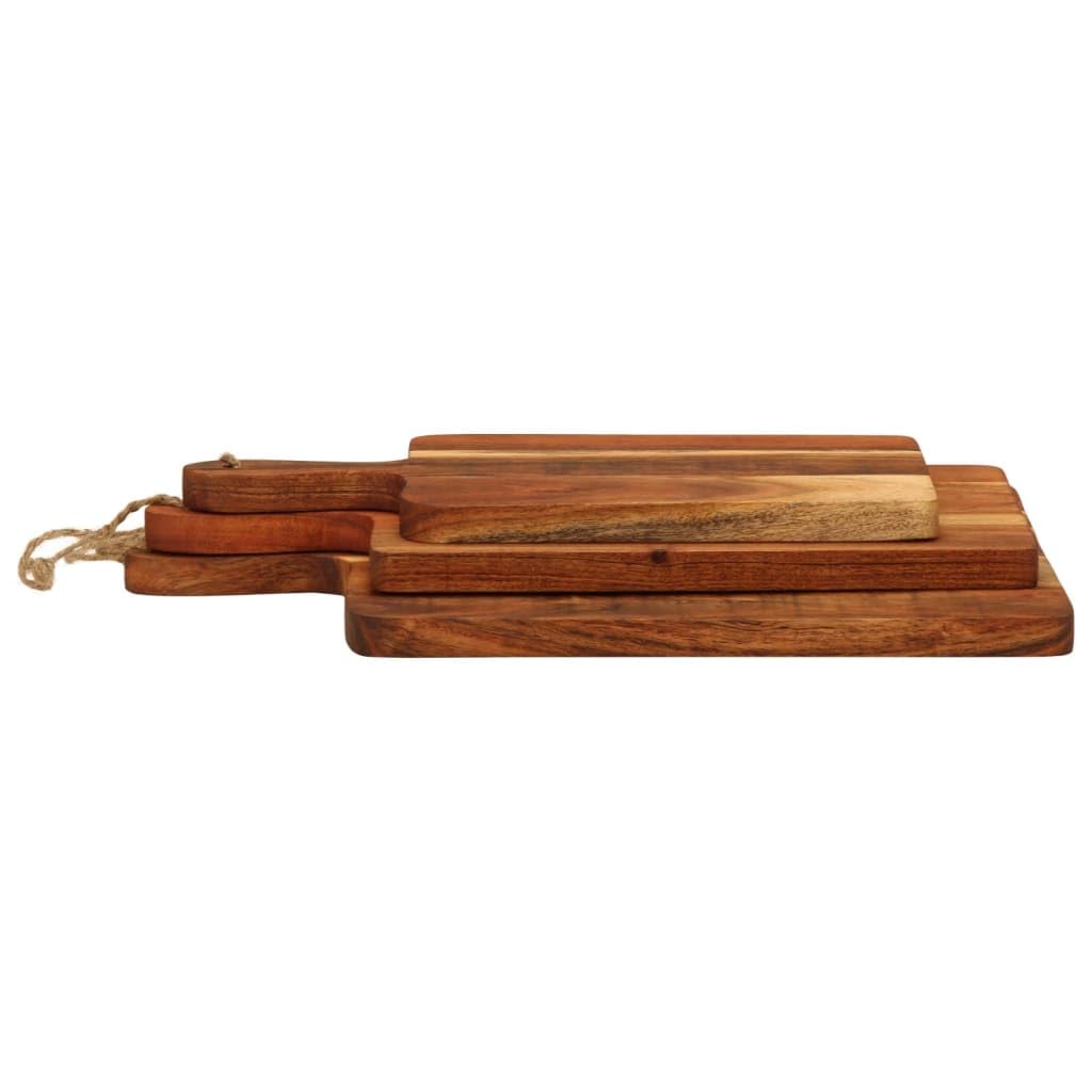 INLIFE Schneidebrett 3 STK. Massivholz Akazie,Heim & Garten,Küche & Esszimmer,Küchenhelfer & -utensilien,Schneidebretter,Braun,3.95 KG,376051