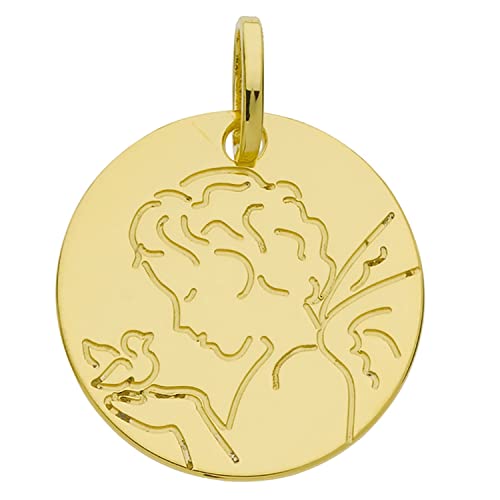 Brillaxis Médaille ange et colombe or jaune profil élégant, Tissu