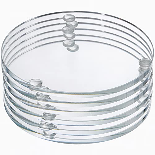 YOUEON 6er Set runder Glasuntersetzer, 9 cm Kristalluntersetzer Dekorative Glasuntersetzer Klarglasuntersetzer für Tassen, Becher, Esstische, Büro, Küche, Heimdekoration und Partys