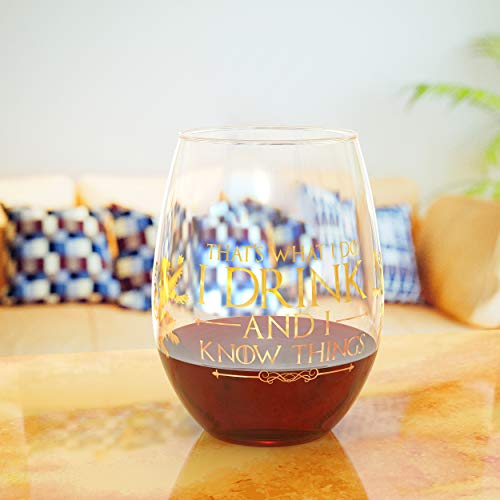 Game Of Thrones Fine Quality Handmade 14K Gold 19Oz Stemless"I Drink & I Know Things" Glass Gift, By Fine Occasion #TOP1