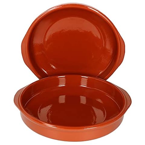 MamboCat Cazuela zestaw 2 miseczek Bernd 2,2 l, okrągłe naczynie do zapiekanek, 31,5 cm, z gliny, glazurowane, rozmiar XXXL, odporne na wysokie temperatury, do zapiekanek, tiramisu fingerfood, unikat,