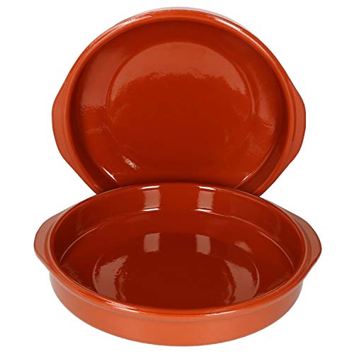 MamboCat Cazuela zestaw 2 miseczek Bernd 2,2 l, okrągłe naczynie do zapiekanek, 31,5 cm, z gliny, glazurowane, rozmiar XXXL, odporne na wysokie temperatury, do zapiekanek, tiramisu fingerfood, unikat,