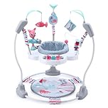 LADIDA Stationary Jumper Jumperoo Baby Activity Centre with Interactive Toys- 360° Rotating Seat, Musical Toys, and Adjustable Heights (Nordic Forest Pink)