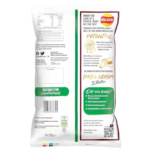 Walkers Smoky Bacon Multipack Crisps 6x25g