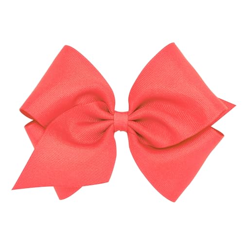 Wee Ones Girls' Classic Grosgrain Hair Bows with Plain Wrap Center, No-Slip Hair Clip, Handmade, Watermelon, Mini King