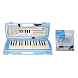 【セット買い】ヤマハ YAMAHA 鍵盤クロス付きピアニカ ブルー P-32E ＋ 演奏用替えパイプ（パイプクリップ付き）