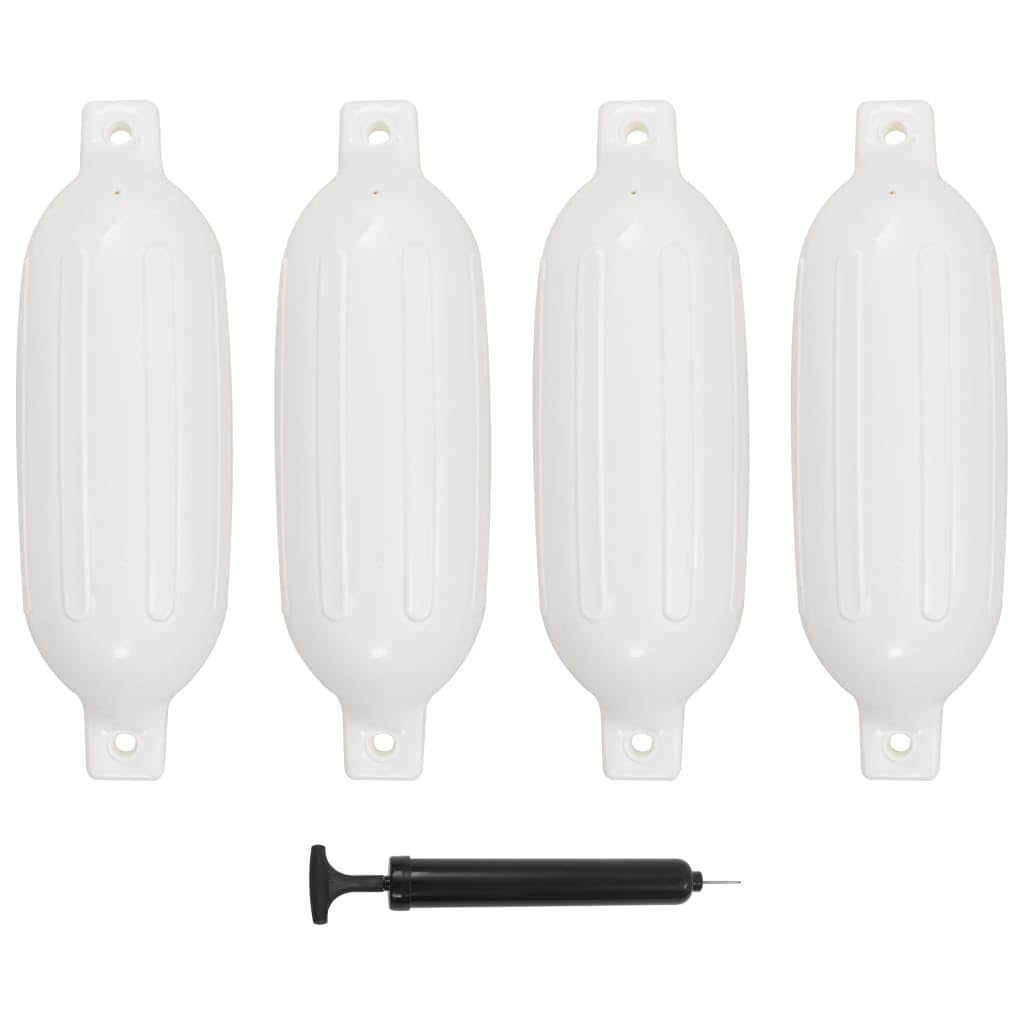 Tomostar Lot de 4 Pare Battage pour Bateau, Pare-Battage Garde-Boue Pare-Chocs Défense de Bateau Gonflable pour Amarrage 4 pcs Blanc 58,5x16,5 cm PVC