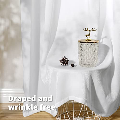 Bgment Silk Sheen Semi Sheer Curtains 84 Inch Length For Living Room, Light Filtering Elegant Privacy Sheer Curtain For Bedroom, Soft And Smooth Semi-Sheer 2 Panels, Each 52 X 84 Inch, White #TOP3