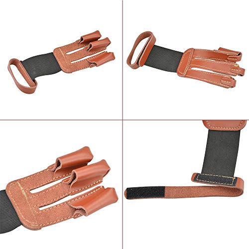 NMCPY Archery Glove 3 Finger Guard Leather Arm Guard Bracers Finger