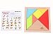 Elloapic 7 Piece Children Educational Toy Colorful Wooden Brain Training Geometry Tangram Puzzle + one small gift