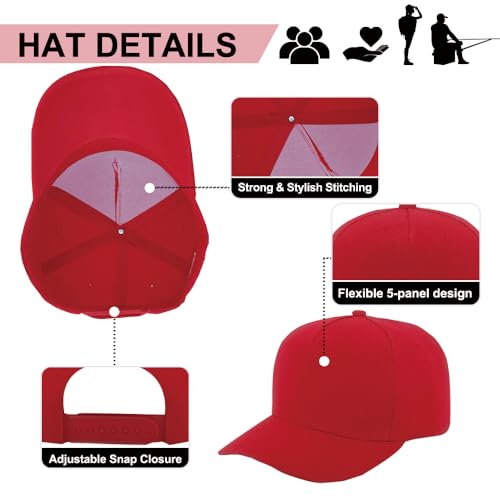 Image of 12 Pack Seamless Baseball Caps Wholesale Bulk - No Center Seam, DIY Friendly, Adjustable Breathable Lightweight for Men Women