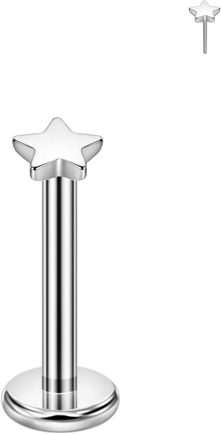 316L Surgical Steel Threadless Push Pin Birthday Stone Labret Studs 16g