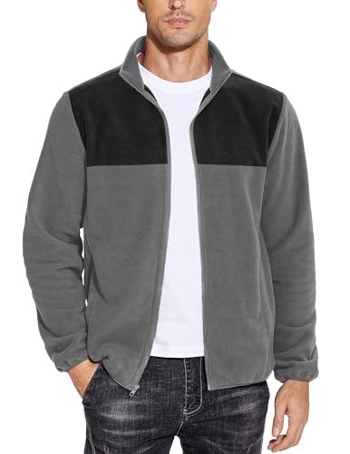 Image of COOFANDY Men Polar Fleece Jacket Lightweight Full Zip Jacket Casual Outdoor