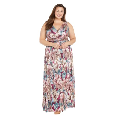 R&M Richards Women's Metallic Floral Formal Dress4