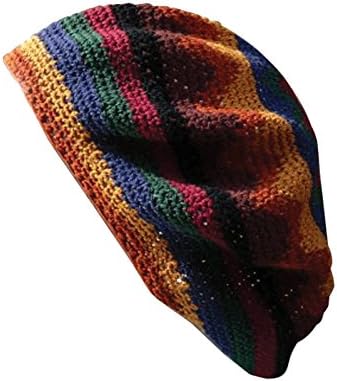 Inspirit Arts Tam Beret Hat Earthtone Hand Made Knit Slouchy Dreadlock Cap