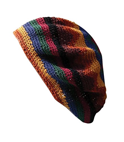 Inspirit Arts Tam Beret Hat Earthtone Hand Made Knit Slouchy Dreadlock Cap