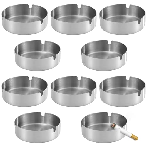 10 piezas de 8 cm Ceniceros de Acero Inoxidable, Ceniceros
