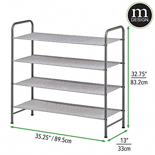 Mdesign Metal And Polyester 4 Tier Shoe And Boot Storage Organizer Rack Tower - Space-Saving, Vertical Storage - Closet, Entryway, Mudroom, Bedroom, Garage - Graphite/Gray Print #TOP4