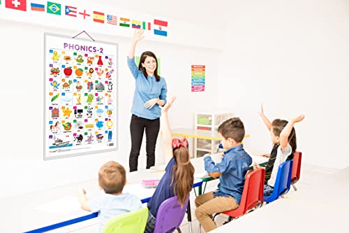 Image of Set of 2 Baarahkhadee and PHONICS - 2 Early Learning Educational Charts for Kids | 20 inchX30 inch inch |Non-Tearable and Waterproof | Double Sided Laminated | Perfect for Homeschooling, Kindergarten and Nursery Students