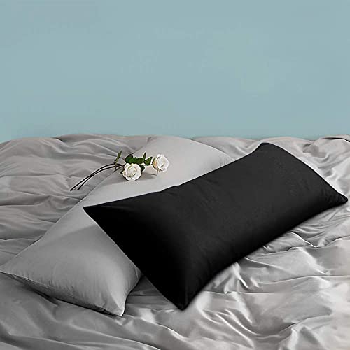 FLXXIE Body Pillow Cover - Super Soft Microfiber 20x54 Body Pillow Case - Envelope Closure, Wrinkle, Stain Resistant Black Body Pillow Cover, 20x54, Black