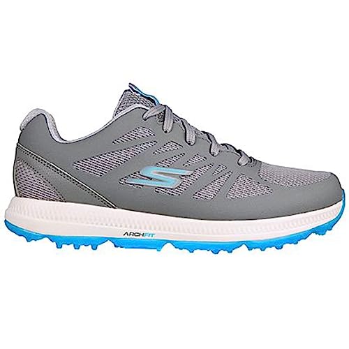Skechers Women's Go Elite 5 Arch Fit Waterproof Golf Shoe Sneaker, Grey Aqua, 2.5 UK
