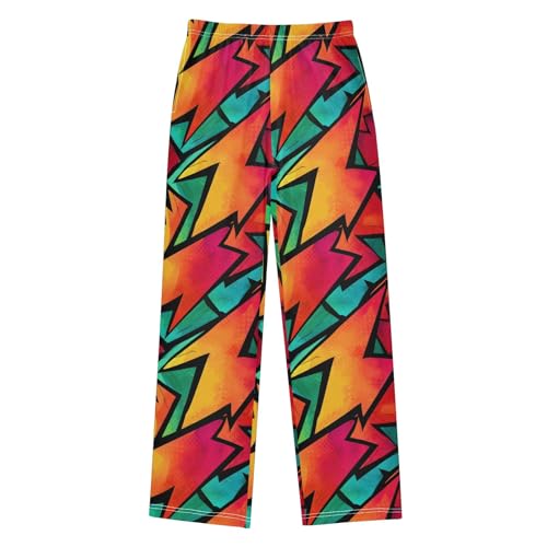 Pajama Pants Lounge Sleep PJ Bottoms Sleepwear Elastic Waist Drawstring S Gradient Lightning Arrow