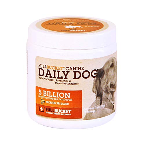 FullBucket Daily Dog Probiotic 87g - Support Natural Digestion, Treat & Prevent Diarrhea - Probiotics, Prebiotics & Digestive Enzymes All in One Tasty Probiotic Powder for Dogs