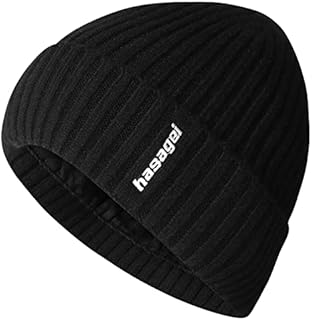 HASAGEI Winter Beanie Hat, Chunky Knit Hat Color Collision Embroidery Fleece Lined Thicken Hat Thermal Windproof for Men/Women