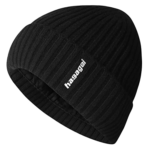 HASAGEI Bonnet Homme Hiver Femme Hat épais en Tricot épais avec Broderie Chapeaux Tricot Chaud Doublure Polaire - Coupe-Vent - pour Homme/Femme