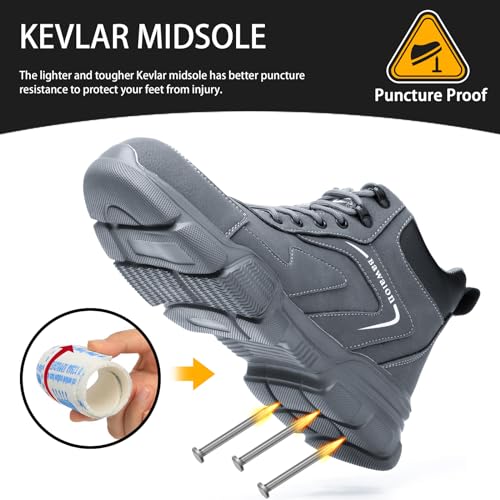 Image of Nasogetch Waterproof Work Boots for Men Women Steel Toe Boots Lightweight Indestructible Slip Resistant Construction Safety Boots