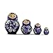 BestPysanky Set of 4 Miniature Wooden Nesting Dolls Matryoshka in Blue Dress 3 Inches