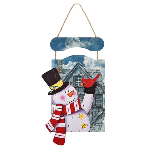 Décoration murale Noël bonhomme de neige en bois pour tableau suspendu