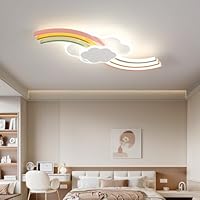 Ceiling light for children's rooms, 62 cm, children's room ceiling lamp with remote control, creative cloud lamp, rainbow LED ceiling light, 3000K-6000K dimmable, timer & night light for baby's room
