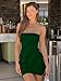 HOCILLE Women's Sexy Strapless Tube Top Bodycon Sleeveless Ruffle Mini Party Dress, X-Small, Dark Green