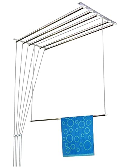 Skywave Luxury 4 Pipes Stainless Steel Roof/Ceiling Pulley Operated Cloth Dyrer/Clothes Hanger PVC Bracket for Balcony/Passage/Bathroom (8 Feet (96 inches))