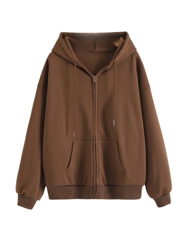 Imsa Moda Women’s Polycotton Fleece Plain Full-Zip Hooded Winter Sweatshirt | Kangaroo Pocket | Casual Warm Outerwear