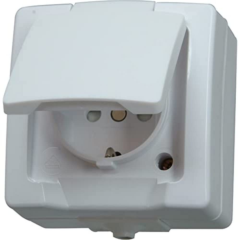 Kopp Nautic 107802006 Plug Socket Protected with Lid and Heightened Touch Protection for Damp Spaces