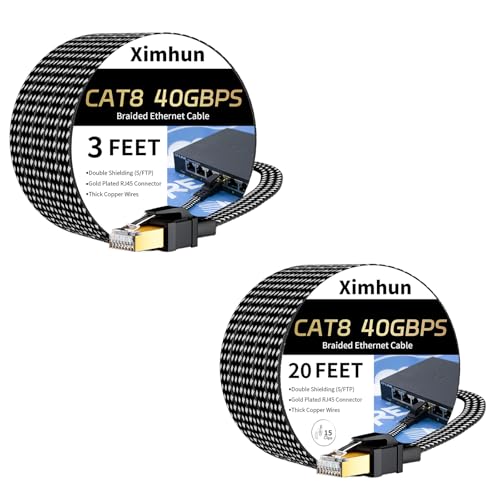 Cable Ethernet Cat 8 plano trenzado con conector RJ45 miniatura 1
