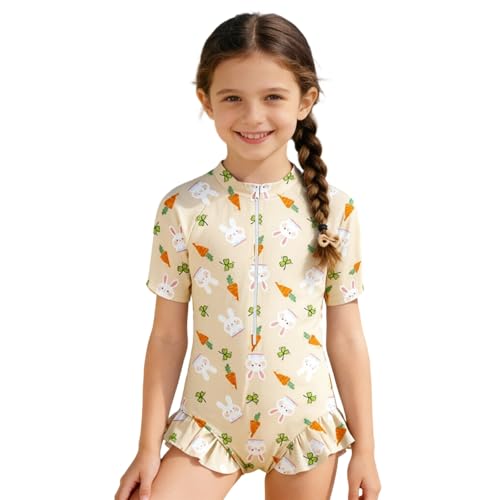 Generisch Traje de baño elástico suave para niñas de 1 a 8 años, bonito para la piscina de playa, amarillo, 12-24 meses