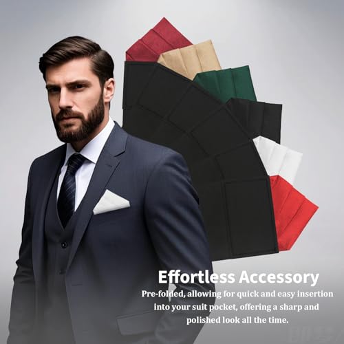 Image of Mens Pre-Folded Pocket Squares on Card Pocket Handkerchief for Suit Accessories