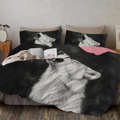 Parure de lit loup noir microfibre douce de qualité - 4