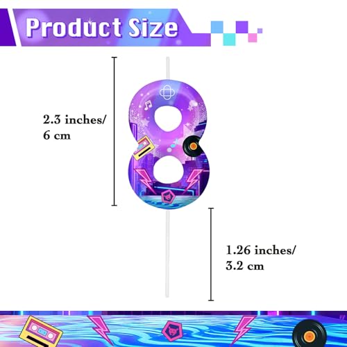 Image of Dark Purple Number 8 Birthday Candles, Cartoon Themed Cake Toppers for Boys Girls Cake Decorations, Birthday Decorations Party Supplies, Number Candles for Party Decor