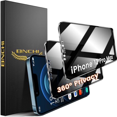 BNCHI 2 Stück 360° Privacy Schutzfolie für iPhone 12 Pro Max für Panzerglas Sichtschutz, 4 Way Blickschutz Panzer Folie Glas, 9H Full Screen Displayschutz Folie, Anti Fingerabdruck, Bläschenfrei