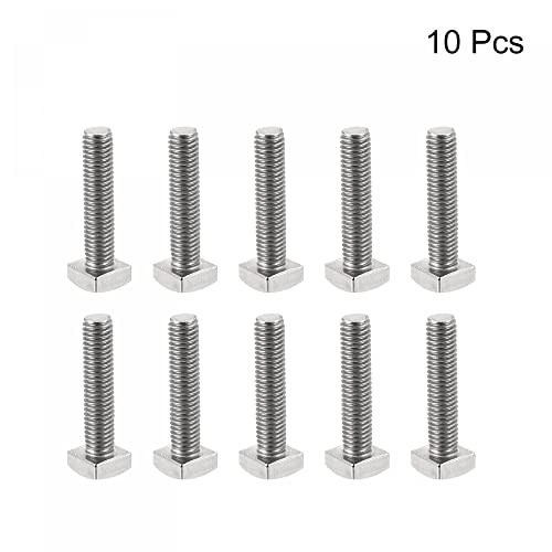 Image of uxcell Square Head Bolt, 10pcs M5x16mm Fully Thread 304 Stainless Steel Grade C Square Machine Screws