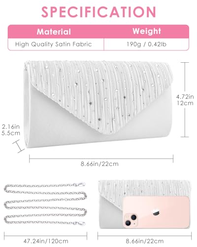 Image of TINDTOP Evening Clutch Purses for Women Handbags for Formal Wedding Party Cocktail Prom Crossbody Shoulder Envelope Bag | for Formal Wedding