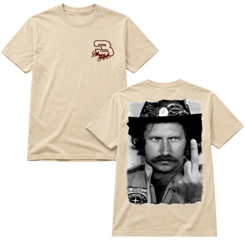 Dale Earnhardt Middle Finger Shirt, Raise Hell Praise Dale Number 3 Racing Tee, Front and Back Graphic T-Shirt (US, Alpha, X-Large, Regular, Regular, Natural)