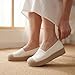 Imagen de GLAMORA Bailarinas Mujer Manoletinas Merceditas Slip On Lona Zapatos Planos Plataforma Baja Zapatillas Casual Cómodas Primavera Verano Puntera Crochet Estilo Esparto con Detalle Bordado white-39