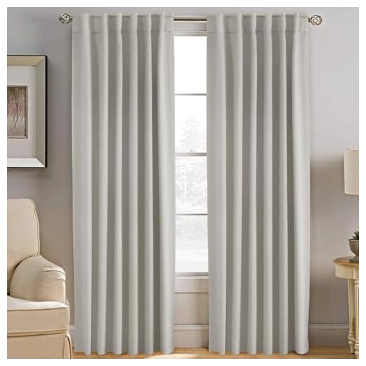 H.VERSAILTEX Blackout Curtains Thermal Insulated Window Treatment Panels Room Darkening Blackout Drapes for Living Room Back Tab/Rod Pocket Bedroom Draperies, 52 x 84 Inch, Ivory/Cream, 2 Panels