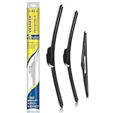 3 Pack Windshield Wiper Blades Compatible With Toyota Prius 2015 2014 2013 2012 2011 2010 Automotive Replacement Front Rear Wiper Blades Set For My Car - 26' 19' 16'
